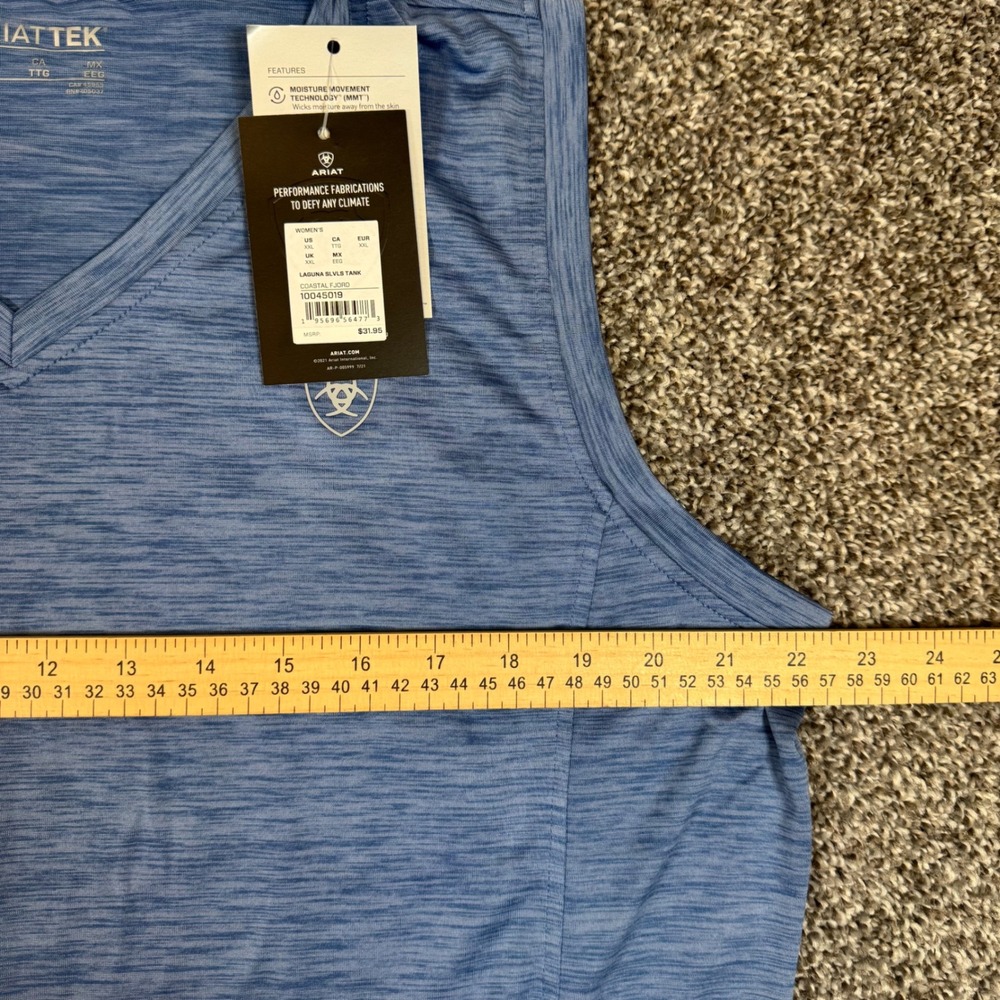 Ariat Tek Women Laguna Sleeveless Tank Coastal Fjord Blue Heather XXL NWT - Picture 5 of 10